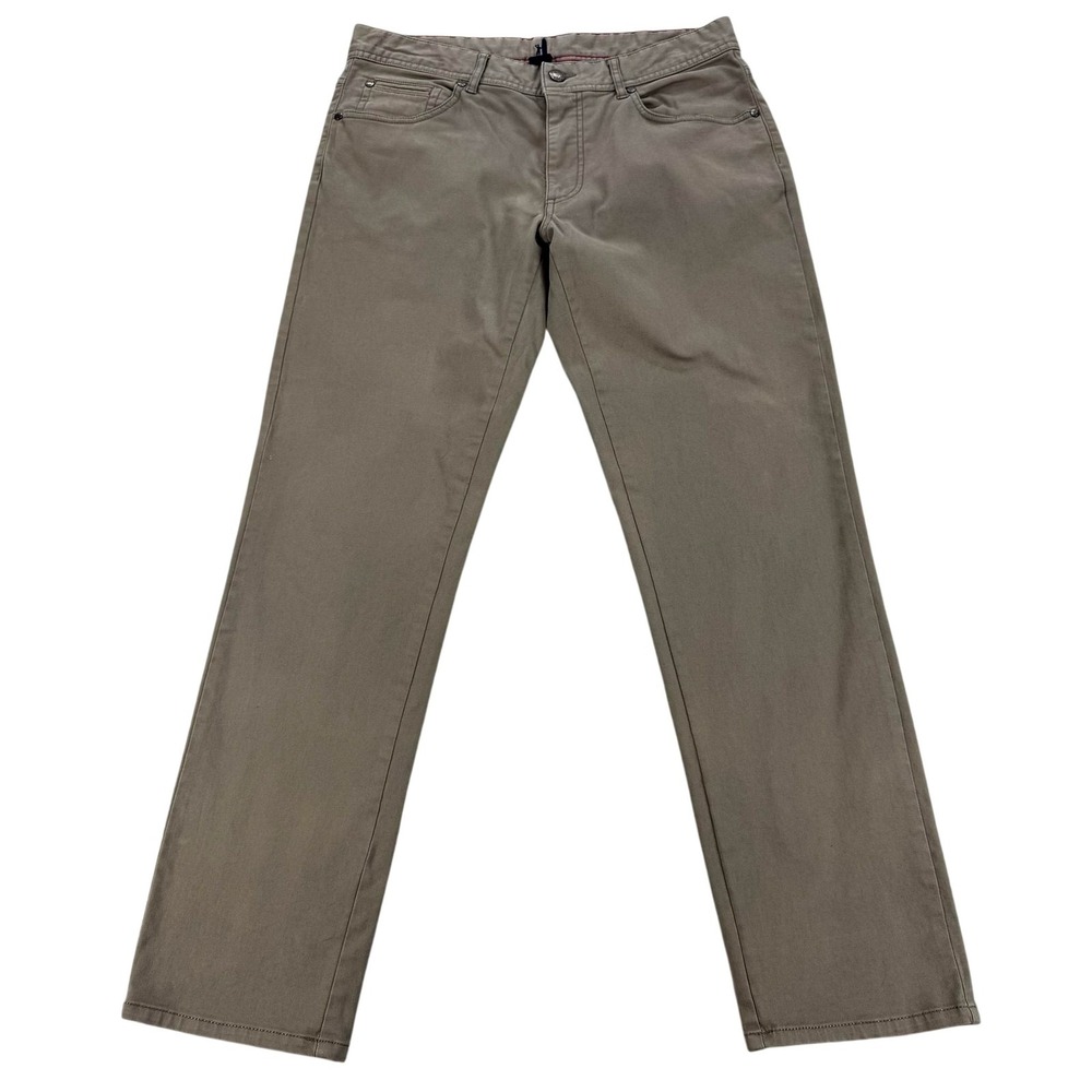 Johnnie-O Pants Mens 32x30 Beige Stretch 5 Pocket Golf Chino Straight Athletic